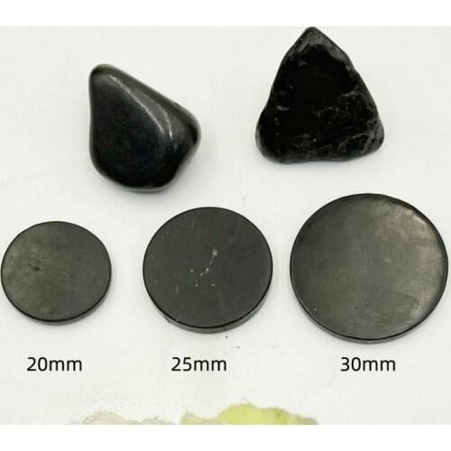 Wholesale 1pcs 100% Natural Shungite Stone Bead Round Coin 20mm 25mm 30mm,Energy healing Stone,5G radiation protection