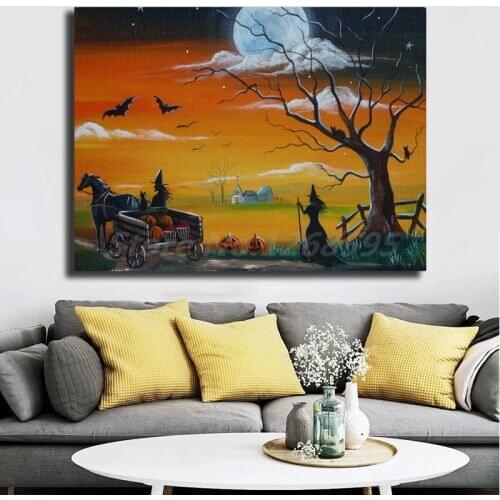Halloween Autumn Wallpaper HD Wall Art Canvas Poster And Print Canvas Oil Painting Decorative Picture For Living Room Home Decor