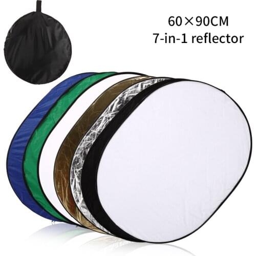 24 inch x 35 inch (60cmx90cm) Photography Oval Reflector Collapsible Photo Video 7 in 1 Light Reflectors Disc