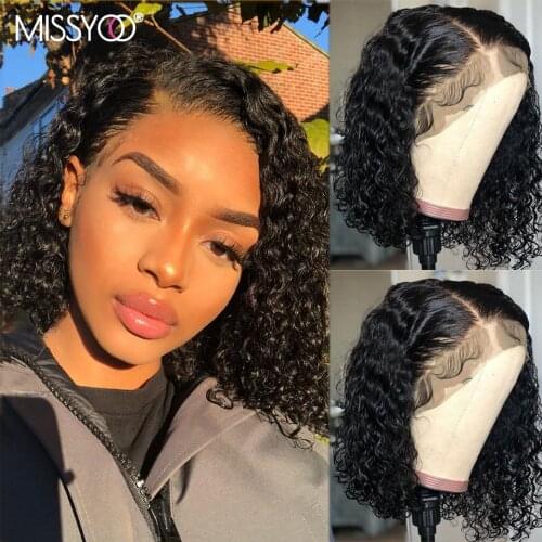 Bob Brazilian Natural Color Human Hair Wigs 13*4 Lace Front Wigs Short Deep Curly Pre Plucked 4x4 Closure Wigs For Black Women