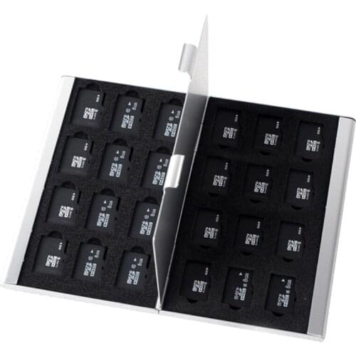 Silver Aluminum Memory Card Storage Case Box Holder For 24 TF Cards P82A