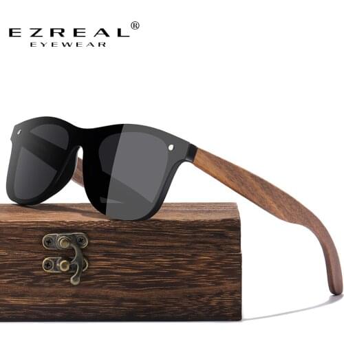 EZREAL Walnut Wooden Sunglasses Men Women Brand Designer Retro Wood SunGlasses For Men Mirror Shades Fashion Oculos Gafas De Sol