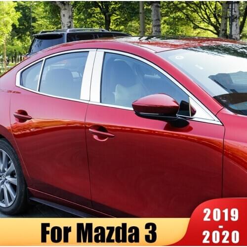 Stainless steel Mirror Effect Car Window Pillar Posts Cover Trim Strip For Mazda 3 Axela 2019 2020 Accessories Car Sticker