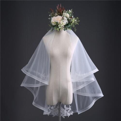 Bridal Veil Simple 2021 New Style Beige Double Elastic Net Wave Sideband Hair Comb Wedding Dress Veil