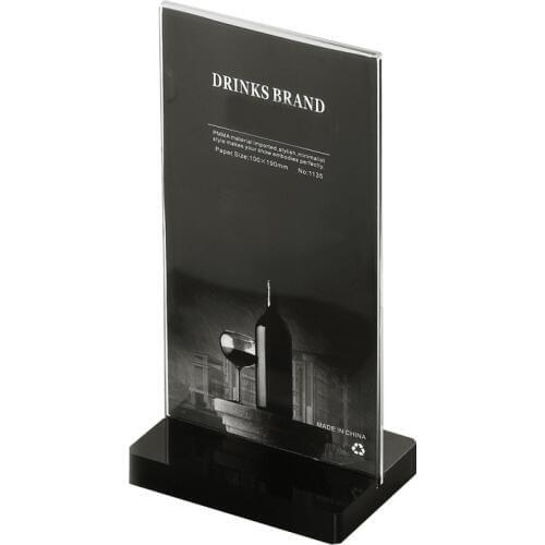Pack/6units) Vertical Insert Acrylic Retail Sign Holder Double Sided Displays for Bar,Cafe,Restaurant,Hotel ADS009-1