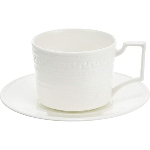 Gravure teacup and saucer, teacup & saucer, coffee cup, simple and fashionable, household
