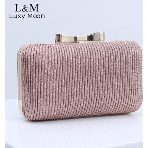 New Women Sequin Evening Bag Luxury Design Handbag Female Golden Small Party Purse Fashion Chain Solid Clutch Wedding Sac X355H