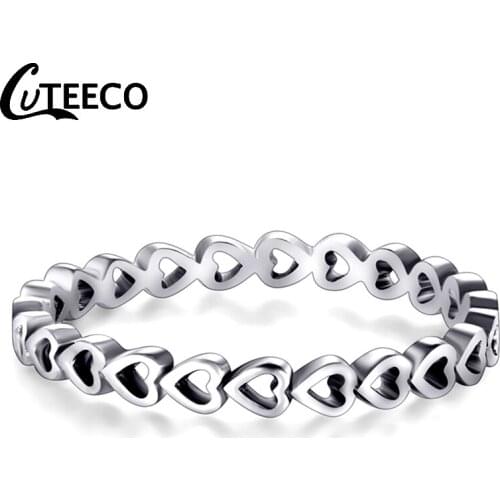 Cuteeco Silver Color Forever Love Heart Shaped Finger Rings Fit Original Pan Rings For Women Wedding Engagement Jewelry
