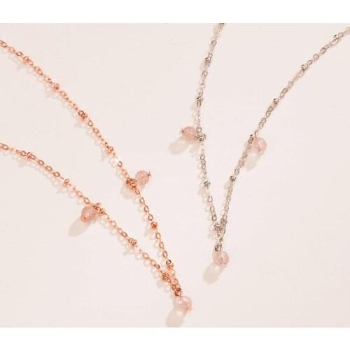 REETI 925 Sterling Silver Strawberry crystal Korean Simple Temperament Jewelry Female Wild Accessories Necklace