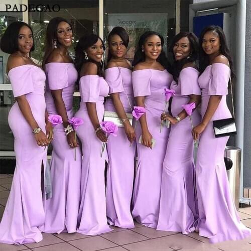 Off Shoulder Pink Long Bridesmaid Dresses Sheath Back Zipper Sweep Train Guest Gowns For Wedding Back Zipper Custom Made Party G