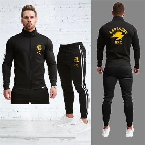 Winter Tracksuit Men Women 2 Piece Set Print Jacket+Pants Sportwear Karasuno High School Sports Japan Anime Fly High Sweatshirt