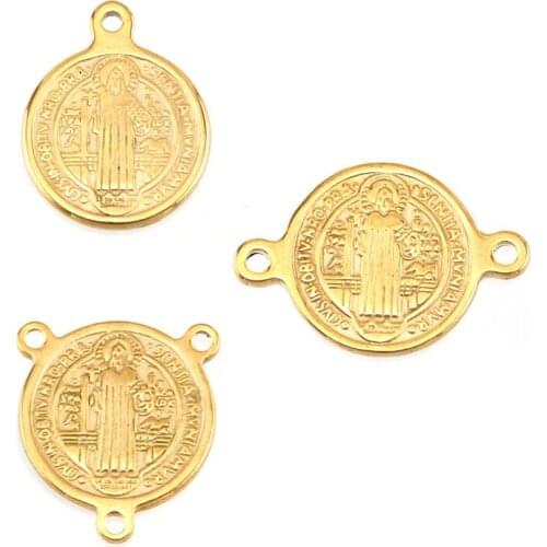 Risul San Benito The father small charms the Saint Benedict medal stainless steel tags round 1/2/3 loops Pendant 10pcs