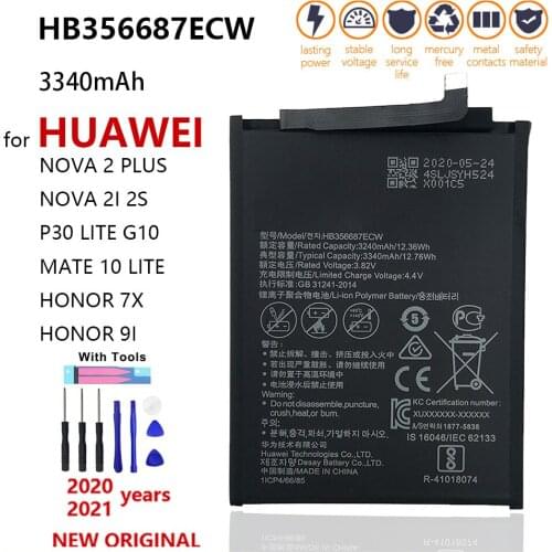100% Original HB356687ECW For Huawei Nova 2 plus/Nova 2i/ G10/Mate 10 Lite/ Honor 7x/Honor 9i Batteries+Tools replace batteria