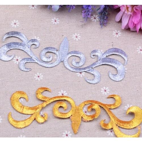 20 pieces 15cm*5.5cm Stage accessories cloth applique Gold silver clouds Embroidered ironing flowers costumes patch stickers