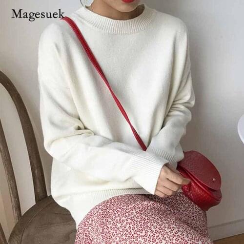 2021 Autumn Simple Loose Pullover Thick Winter Clothes Women O-Neck Womens Sweaters Long Sleeve Women Knitwear Sweater 10608