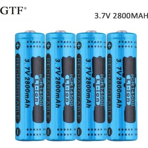 4pcs 3.7v 2800mah 14500 li-ion rechargeable battery 14450 battery for rc toy shaver led light powerbank remote control