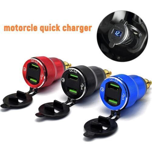 Quick Charge 3.0 Dual USB Motorcycle Charger Plug Socket Cigarette Lighter Adapter LED Display For BMW F800GS R1250GS R1200GS