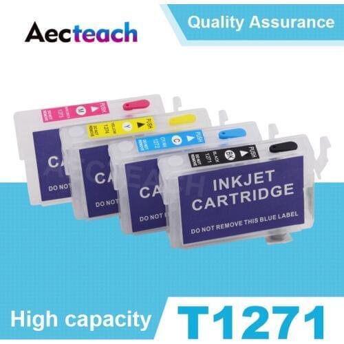 Aecteach T1271 T1272 T1273 T1274 Refillable Ink cartridge for Epson Stylus NX530 NX625 Workforce 60 545 630 633 635 645 Printer