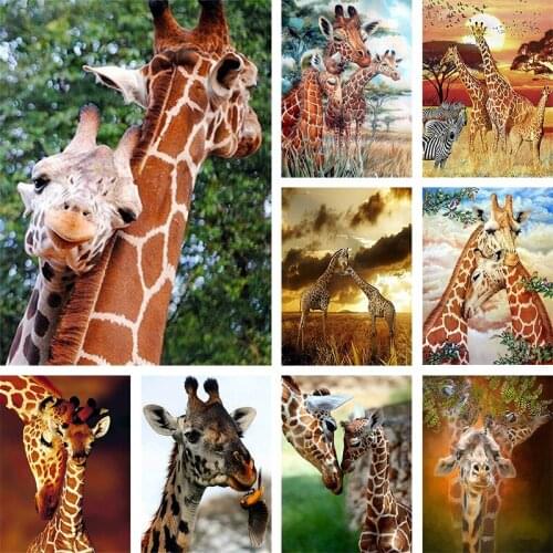 Full Circle 5d Diy Diamond Painting Handmade Cute Giraffe Diamond Inlaid Diamond Embroidery Modern Home Decoration
