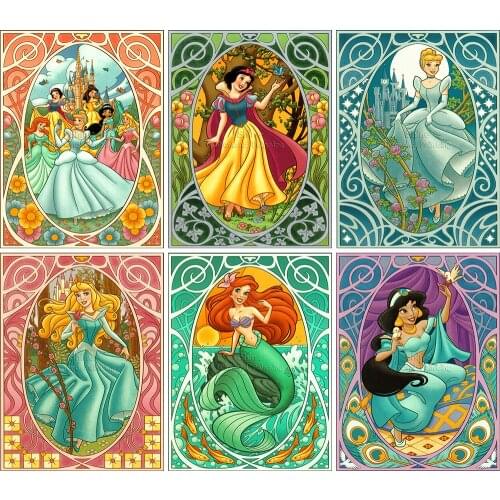 Diamond Painting Cartoon Disney Princess Card 5D DIY Full Square Round Handmade Mosaic Embroidery Cross Stitch Home Decor Gift