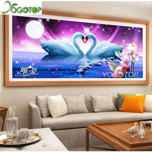 Large DIY Diamond painting Heart loves Couples swans 5d Diamond Embroidery square round mosaic Rhinestone Decor lotus YY4468