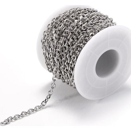 100cm 4mm Width Stainless Steel Link Chain Bulk Necklace Cable Chain For Diy Jewelry Making Bracelet Chain Supplies NO Fade