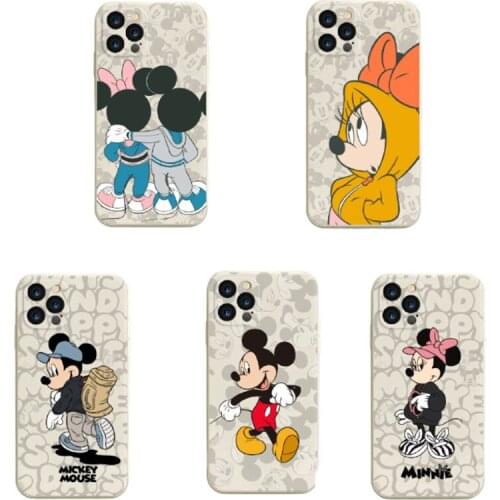 Disney Mickey Minnie Couple Cartoon Anti-fall Mobile Phone Case for Iphone 7 8Plus X Xr Xs Max 11 12 Promax 12 Mini Cute Ideas