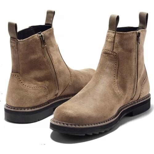 Spring and autumn mens Chelsea boots warm zipper motorcycle boots mens comfortable outdoor mens shoes casual code 39-48