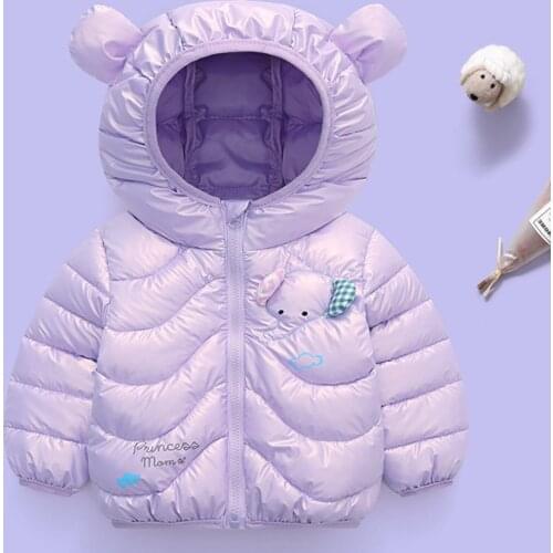 Childrens Clothing Infant Baby Boys Girl Winter Warm Coats Jackets Kids Light Zip Thick Snowsuit With Ear Hoodie 2021 Hot