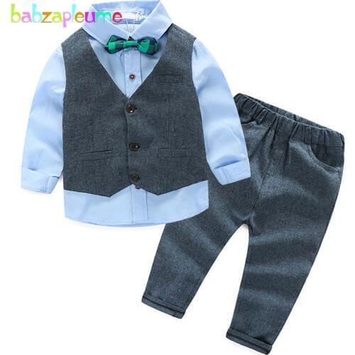 3PCS/2-7Years/Spring Autumn Kids Costume Boys Clothing Sets Fashion Gentleman Baby Suit Shirt+Vest+Pants Children Clothes BC1168