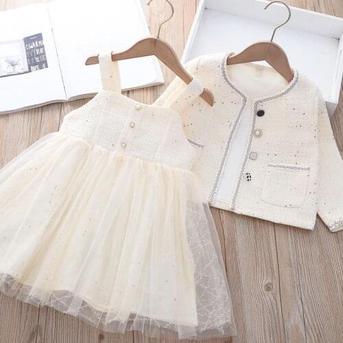 Girls sets 2021 fall new sequin jackets and sleeveless princess dress 2pcs girls suits children outfits wholesale