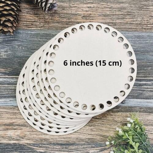 SET of 6 "Round Wooden Bottoms for Crocheting Storage Baskets 10 Pieces Wooden Base for Crocheting Glasses and Phone Holder