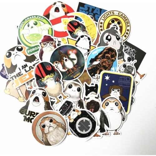 TD ZW 40Pcs/Lot Cute Bird Porg Porglet Chewbacca Stickers Decal For Pad Bicycle PS4 Snowboard Laptop Sticker