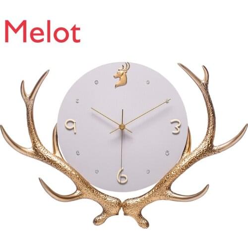 Deer Head Living Room Wall Clock Nordic Quartz Clock Modern Simple Creative Personality Art Mute Home Fashion Pocket Watch