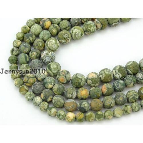 Natural Matte Rhyolite Kambaba Ja-sper Gems Stone Round Beads 15'' 6mm 8mm 10mm for Jewelry Making Crafts 5 Strands/Pack