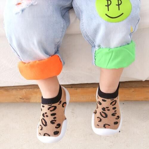 Baby Toddler Shoes Non-Slip Leopard Sock Floor Anti-off Foot 6Colors P01