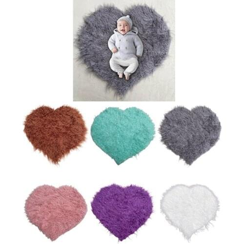 Heart Blanket Newborn Baby Soft Faux Fur Photograph Prop Blanket Infant Background Photo Prop Basket Stuffer Filler D08C