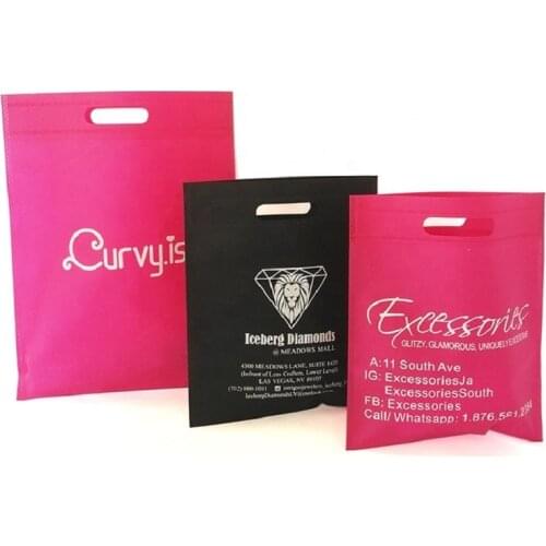 Wholesales 500pcs/lot Custom Tote Bag Logo Non Woven Bags Eco Bags Shopping Bags TNT Bags Foldable Rose Handbag Cut-out Handle