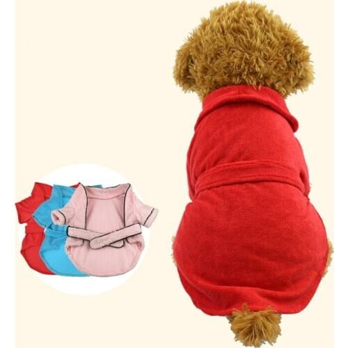 EXCELLENT ELITE SPANKER Pet Dog Clothes Autumn Winter Warm Pajamas Pet Robe Bathroom Warm Coat