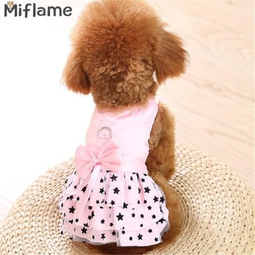 Miflame Dog Princess Dress Lace Dog Clothes Summer Puppy Dresses Bowknot Chihuahua Schnauzer Costume Sweet Pet Fancy Dress Cute