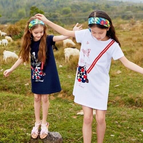Girl Dresses Girls Short Sleeve Dresses Kids Mide Length Tshirt Dress Baby Fashion Casual Clothes