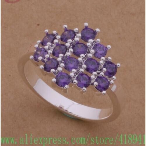 Silver Plated ring, Silver Plated fashion jewelry, many purple stones /dyyamqfa baaajrha AR074