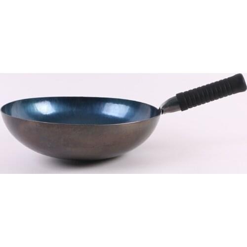 30cm Hand Forged Iron Wok Household Uncoated Cooking Pot Non-stick Thickened Iron Cookware