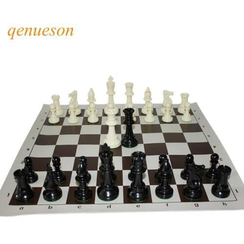 International Standard Chess Game Set Competition King 97mm Large Plastic Chess Set with Chessboard 4 queen Board Games qenueson