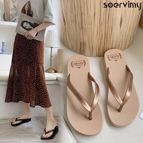 Slippers Womens Outdoor Wedge Heel Fashion Casual Summer Beach Shoes Non-Slip Flip-flops Shoes Woman Womens Slippers