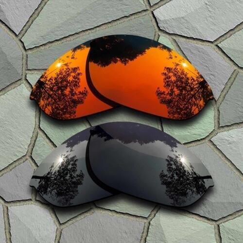 Grey Black&Red Orange Sunglasses Polarized Replacement Lenses for Oakley Half Jacket