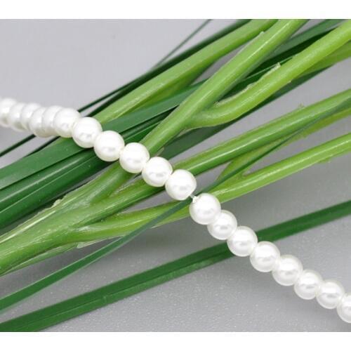 Glass Pearl Imitation Beads Round White 4mm Dia,82cm(32 2/8") long,1 Strands(approx:210PCs/Strand) new