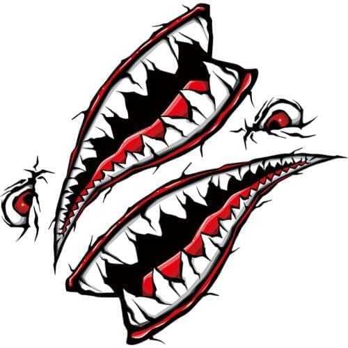 World Datong Red Black Shark Mouth Reflective Sticker Exterior Side Door Decal Car Vinyl Film Automobiles Car Styling 1 Pair