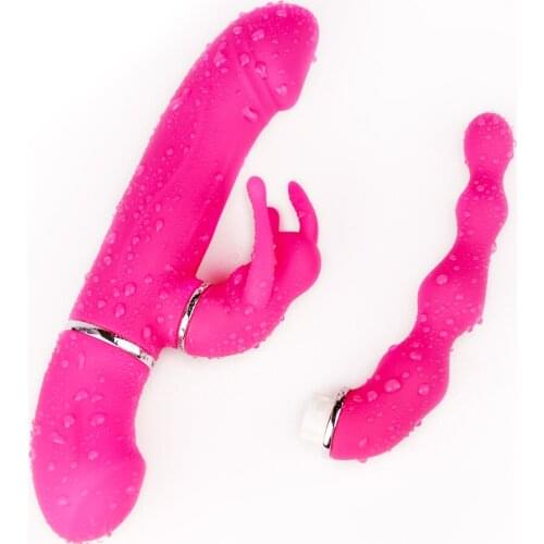 Vagina Anus Vibrator Women Masturbation Rose Red Sex Products Replacable Heads Clitoris Stimulation