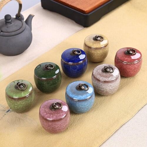 Vintage Chinese Tea Caddy Ceramic Sealed Portable Dust-proof Sugar Coffee Canister Tea Caddy Travel Thee Blikjes Teaware DE50CYG